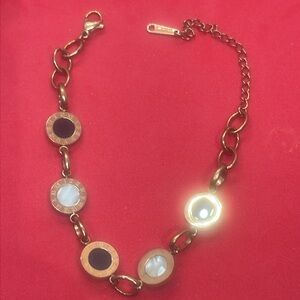 Titanium Steel Black and White Disc Roman Digital Bracelet